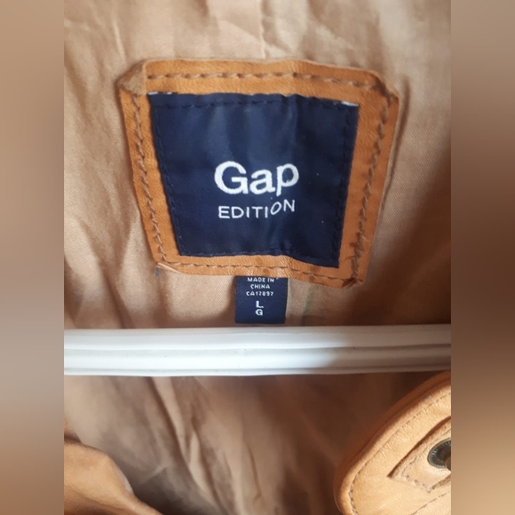 GAP Tan Leather Jacket - Women’s Size L - Picture 5 of 8